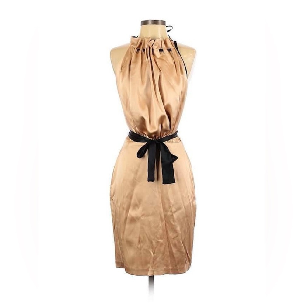 SUE STEMP size 4 cream blackless silk dress in excellent condition